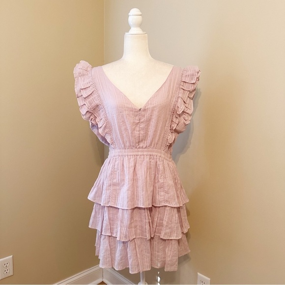 House of Harlow 1960 Ruffled Tiered Skirt Lavender Dress - Large - Picture 11 of 11